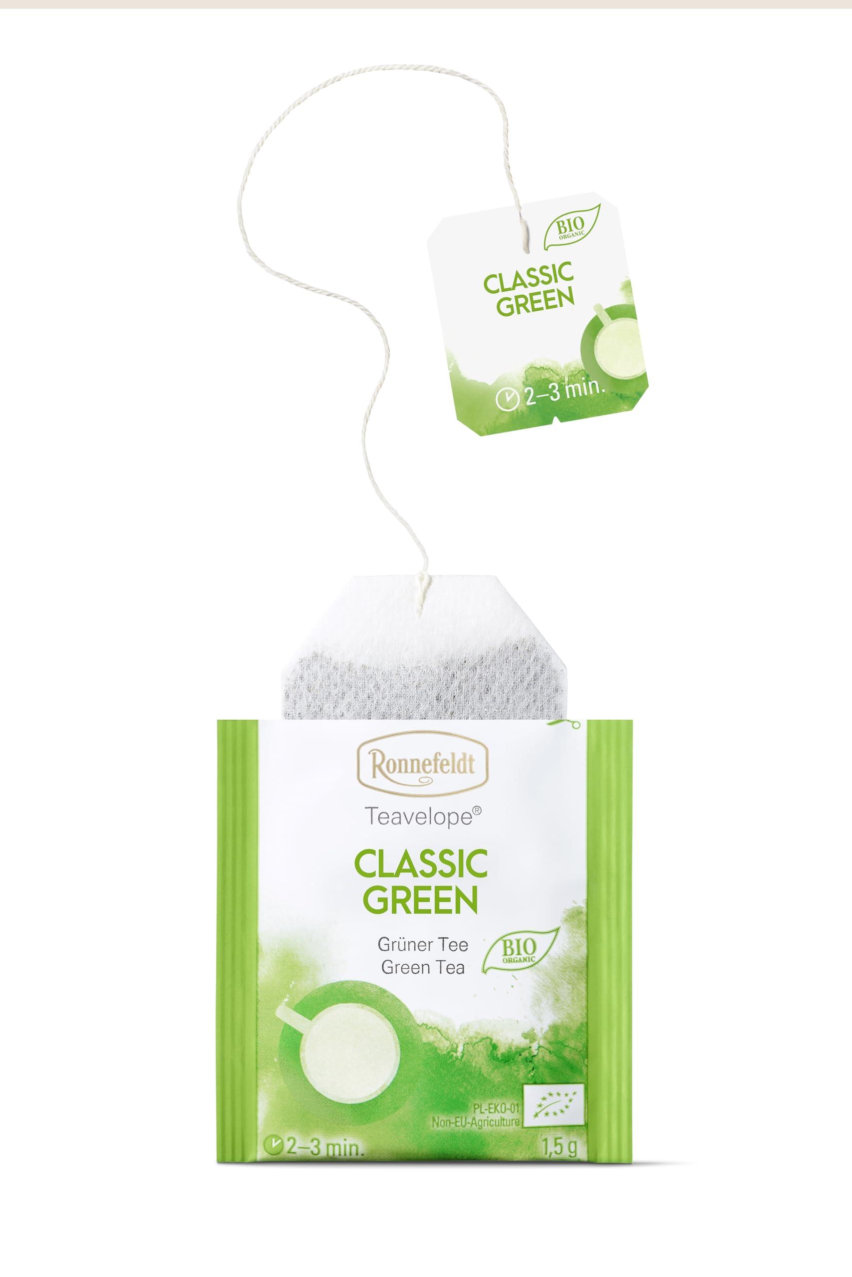 Ronnefeldt Ronnefeldt Teavelope Classic Green Organic - Green Tea Bags Individually Wrapped, 25 Count - Natural Green Tea - Hot or Iced
