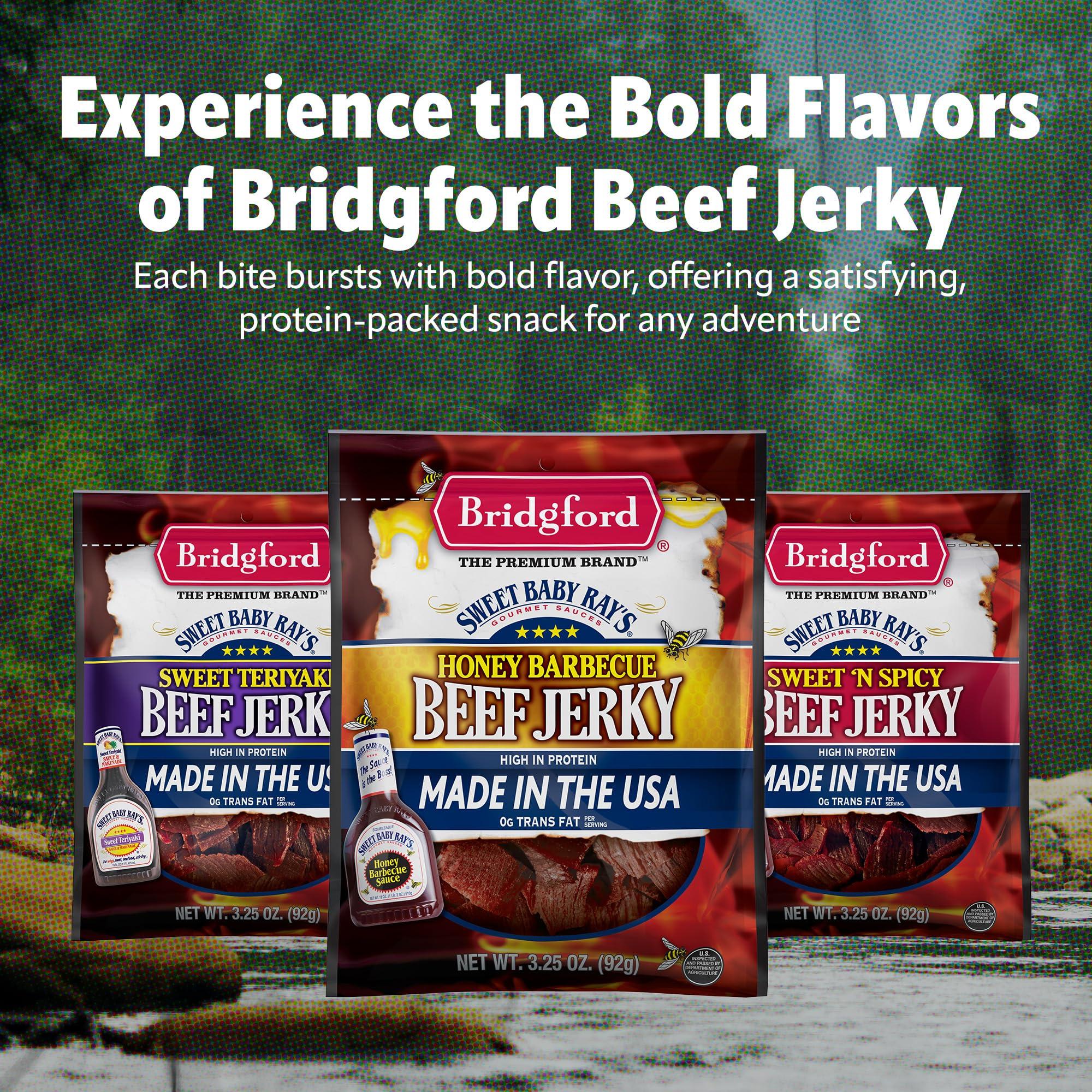 Bridgford Bridgford Sweet Baby Rays Beef Jerky Original 3.25 oz Pack of 4 - Healthy Beef Jerky for Your Dietary Preferences - Ready To Eat High Protein Beef Jerky for On the Go Snacking and Busy Lifestyles