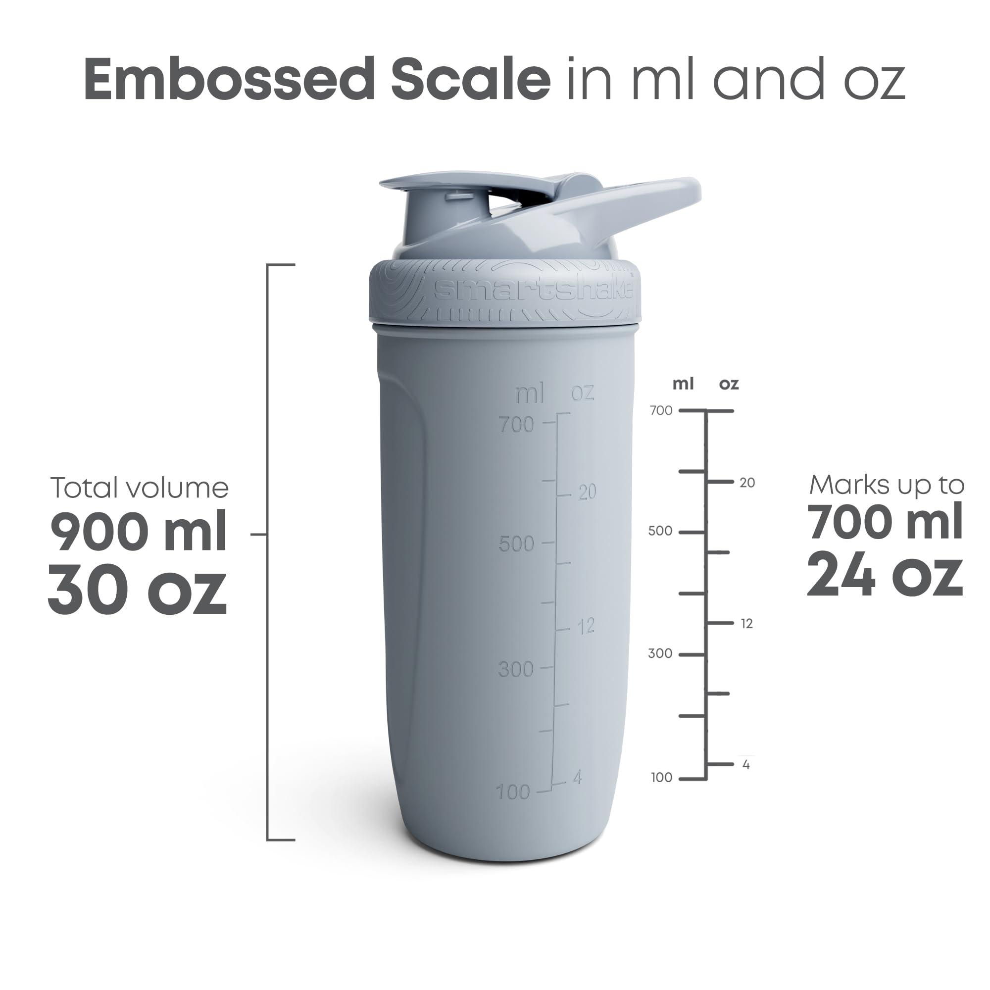 Smartshake Smartshake Reforce Stainless Steel Protein Shaker Bottle 900 ml | 30 oz - Leakproof Screw-on Lid - BPA Free Unisex - Black