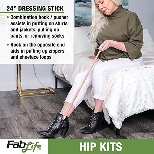FabLife FabLife Hip Kit Daily Living Aids for Mobility, Hip Replacement Recovery, Knee and Back Surgery Includes Grabber Reacher, Bath Sponge Stick, Sock Aid, Shoehorn, Dressing Stick