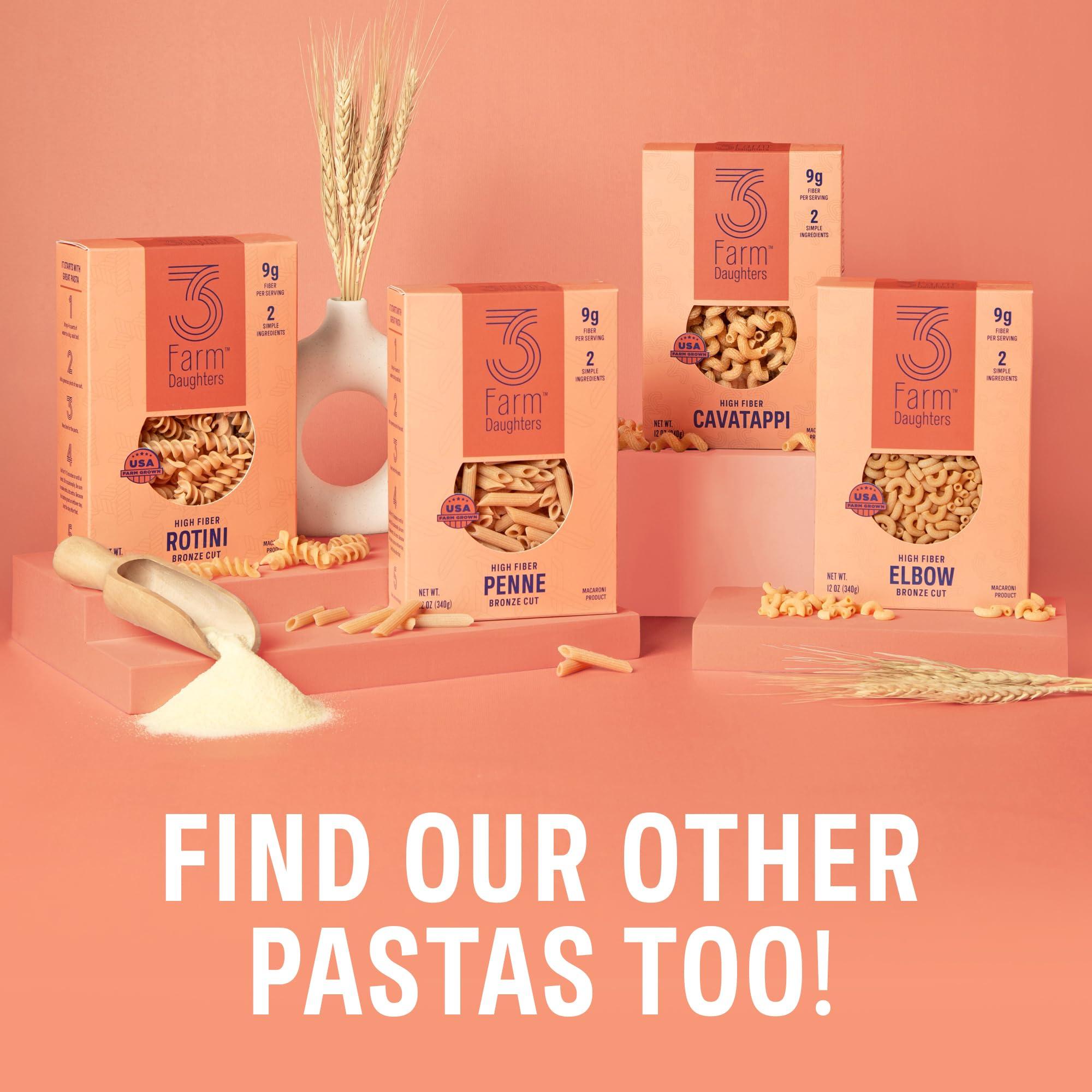 Three Farm Daughters Three Farm Daughters High Fiber Pasta Cavatappi Pack, Low GI, Non GMO Cavatappi Pasta Noodles, Low Net Carb, Made in the USA, 12 oz. (8 Pack)