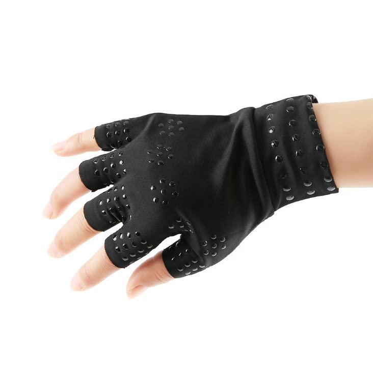Chargen Chargen Arthritis Gloves Compression Gloves Fingerless Gloves Magnetic Anti-Arthritis Therapeutic Therapy Fingerless Gloves Relief Hand Pain Relief Heal Joints Relief (Black) 8*4*0.3