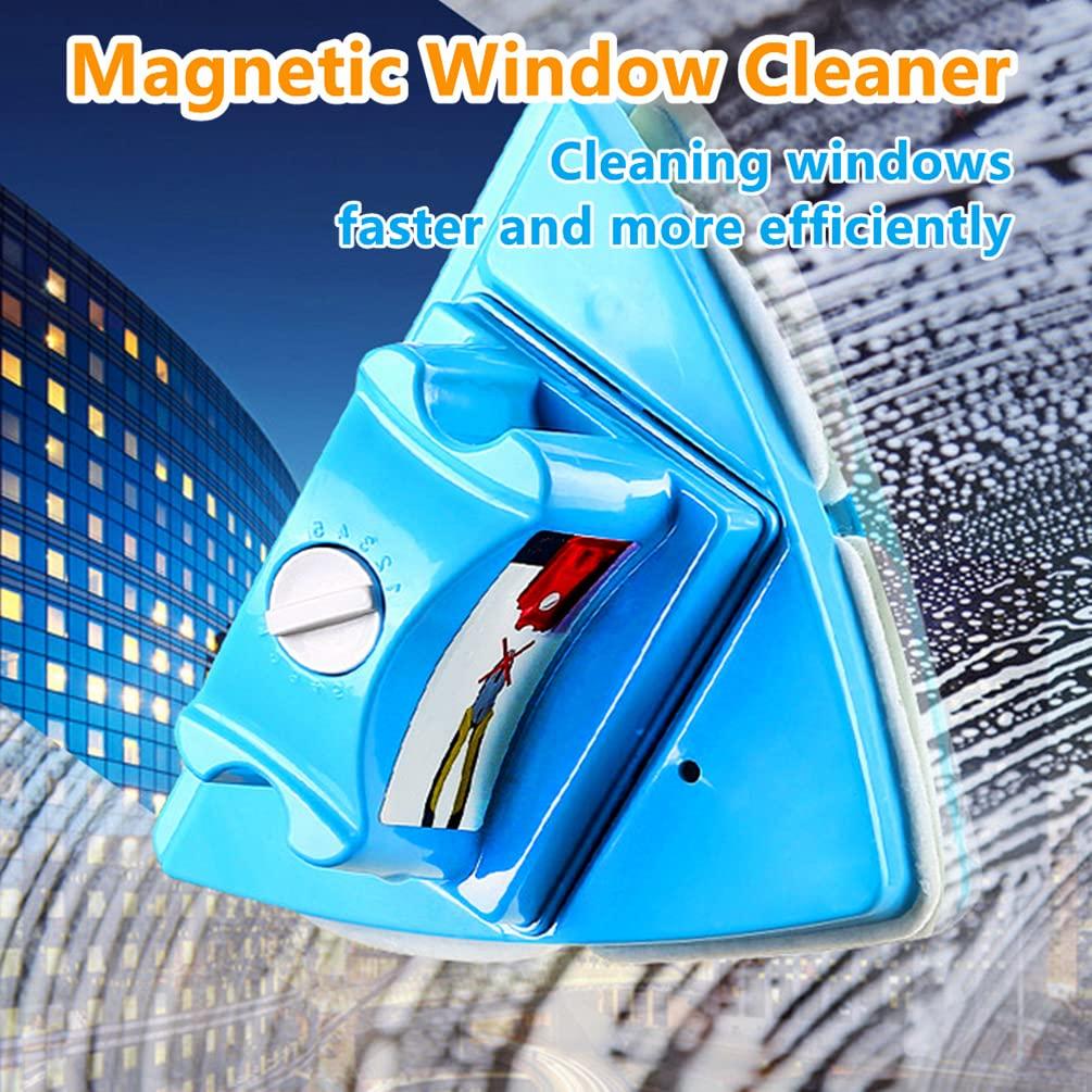 KOKITEA KOKITEA Double-Sided Window Cleaner Glass Wiper Magnetic Cleaning Tools, 5-Gears Adjustable Magnetic Glider Washing Brush Tools, for High-Rise Double Car Glazed Windows Thickness 0.3"-1.2" (Blue)