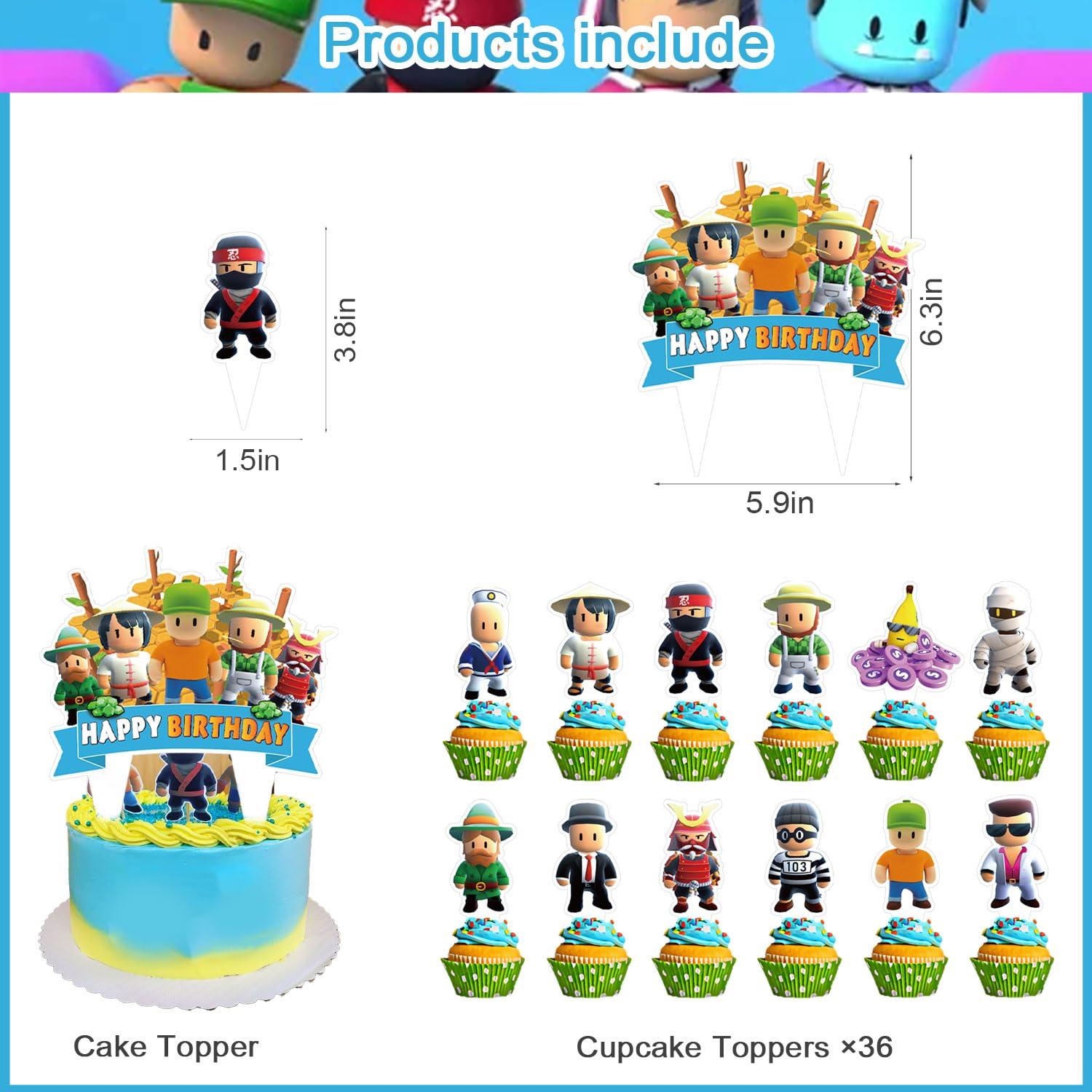 COOVS COOVS 37Pack Stumble Guys Cake Toppers Cute Cupcake Toppers Stumble Guys Theme Cupcake Toppers Kids\'s Birthday Cake Party Decorations Supplies