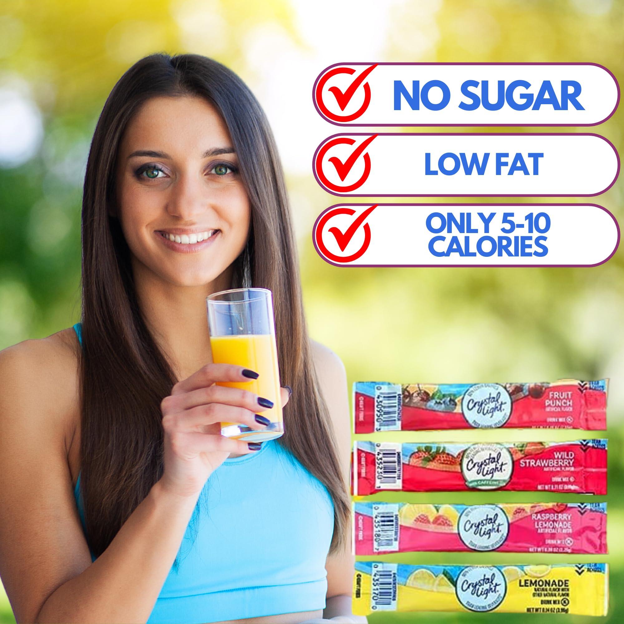 Broheemium Broheemium Crystal Light Variety Pack 60 Flavored Drink Mix Packets in Lemonade Fruit Punch Raspberry Strawberry Flavors Bundles One Reusable Mood Straw Sugar-Free Hydration Anytime Anywhere!