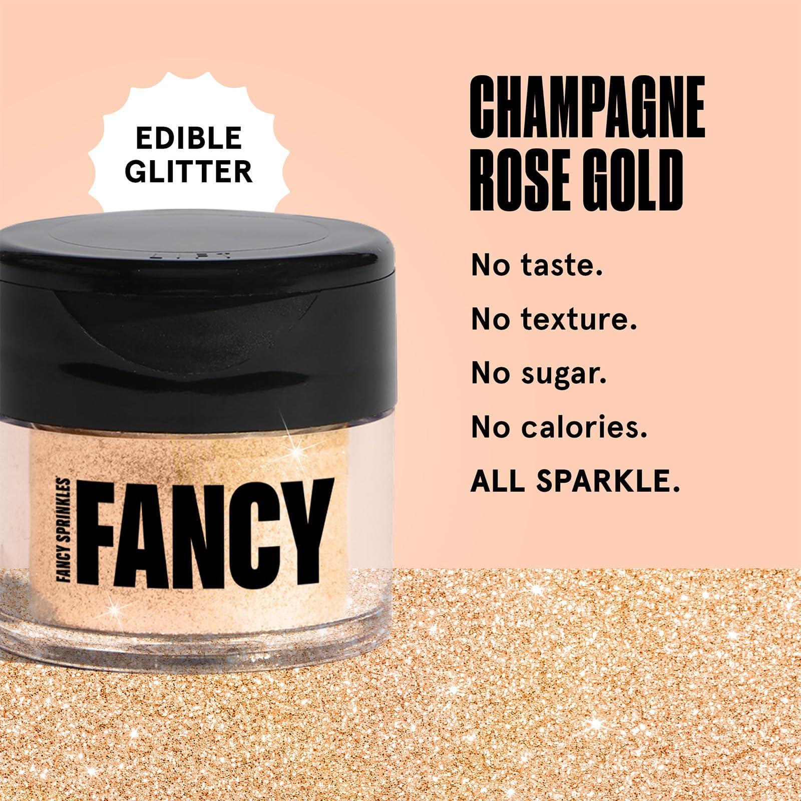 Fancy Sprinkles Fancy Sprinkles Premium Prism Powder Edible Glitter Bulk Jars and Sets for Baking, Cake, Cookie and Cocktail Decorating (Champagne Rose Gold, 25g)