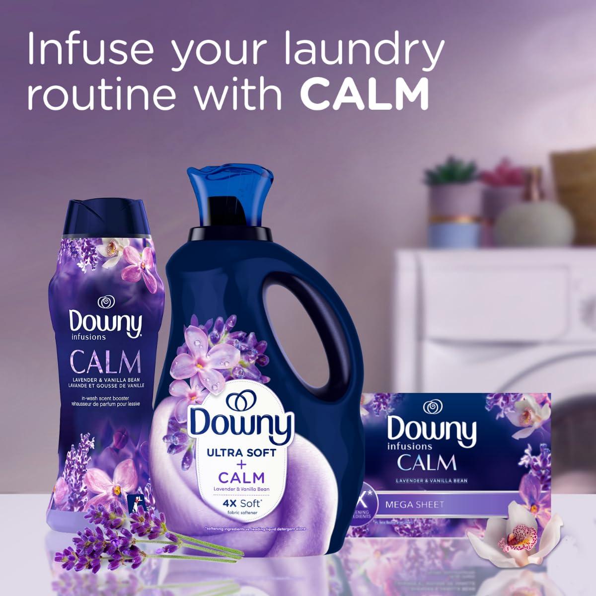 Downy Downy Ultra Soft Fabric Softener Liquid, Calm, Lavender and Vanilla Bean, 56 fl oz, 83 Loads, Downy Fabric Softener, Laundry- Pack of 2