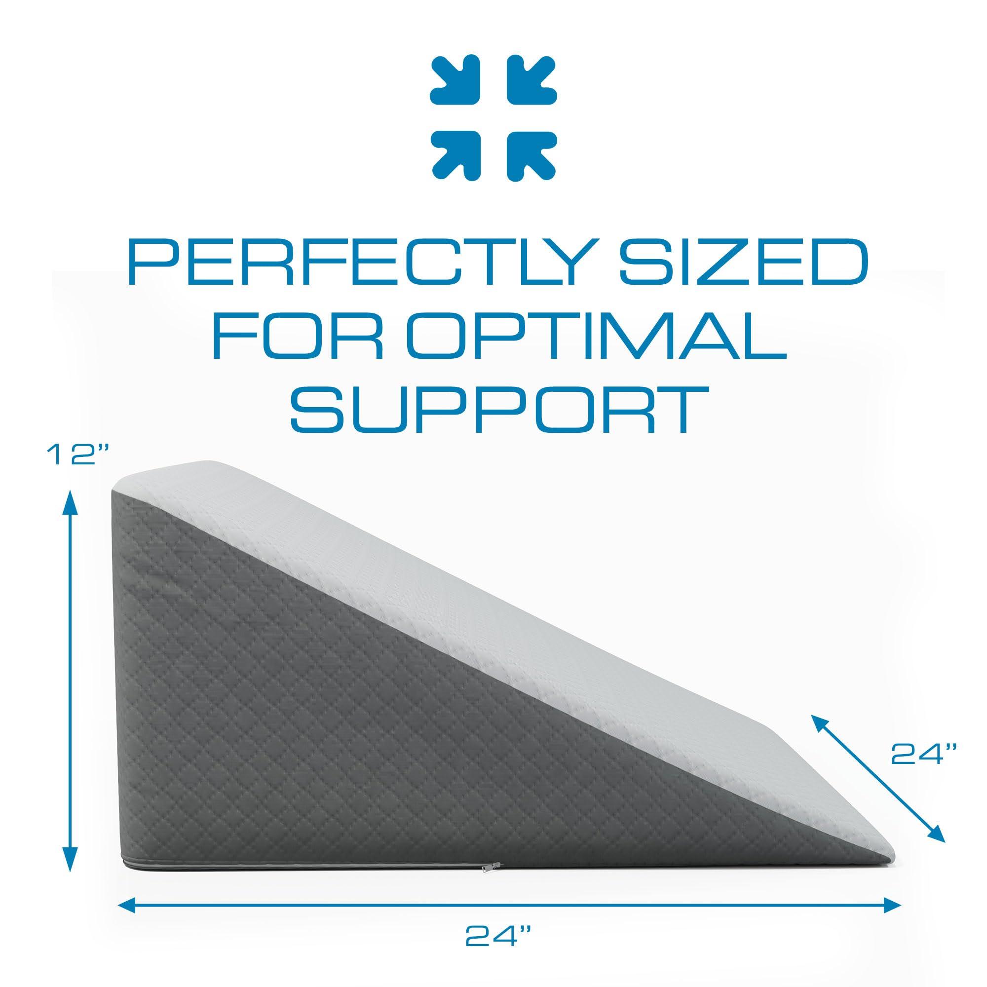 Klbs Kolbs Bed Wedge Pillow for Sleep Apnea, Sleeping Comfort, Relaxing, Acid Reflux, Heartburn and Back Pain Relief. Cushion for Sitting Up in Bed. Memory Foam Top, Chic Jacquard Washable Cover.