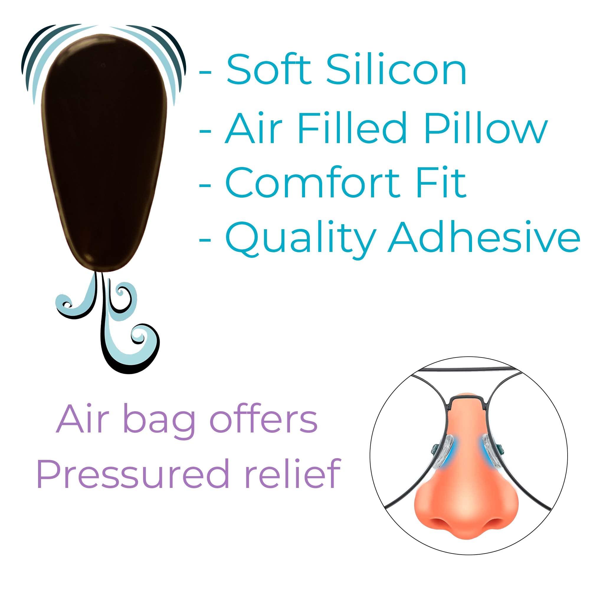 GMS Optical GMS Optical 3.2mm Extra-Thick / 15mm Medium-Length - Adhesive Air Bag Teardrop Anti-Slip Silicone Nose Pad - Anti-Slip for Glasses, Eyeglasses, Sunglasses (5 Pair, Black)