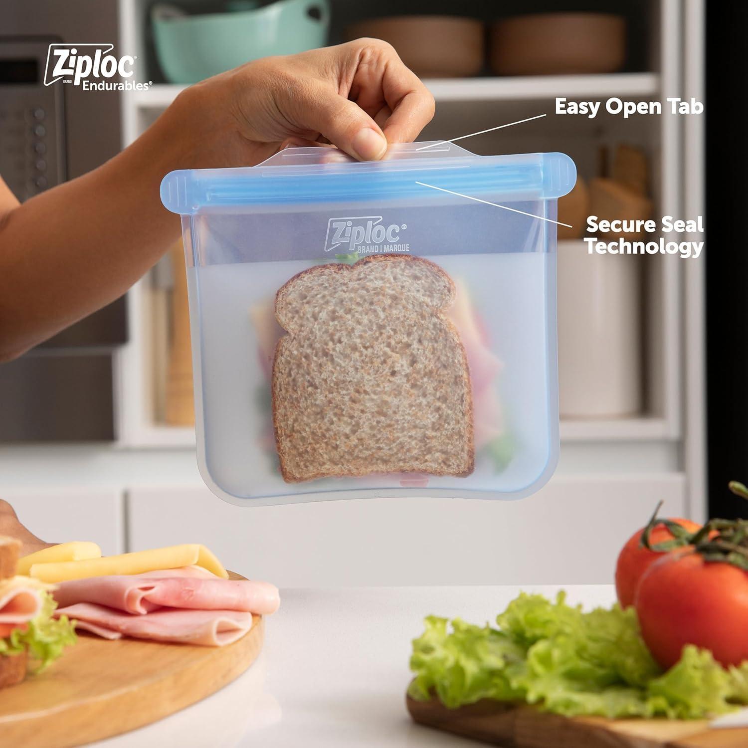 Ziploc Ziploc Endurables Medium Pouch, 2 Cups, Reusable Silicone Bags and Food Storage Meal Prep Containers for Freezer, Oven, and Microwave, Dishwasher Safe