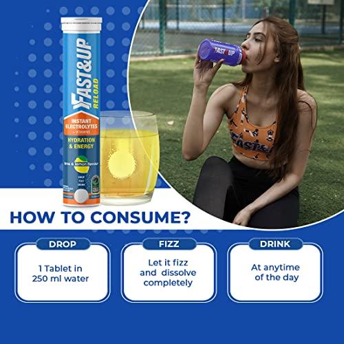 FAST&UP Fast&Up Reload - Electrolyte Energy Drink - Sports Nutrition Electrolyte Drink - Effervescent Tablets for Running & Cycling- 20 effervescent Tablets - Lime and Lemon Flavour