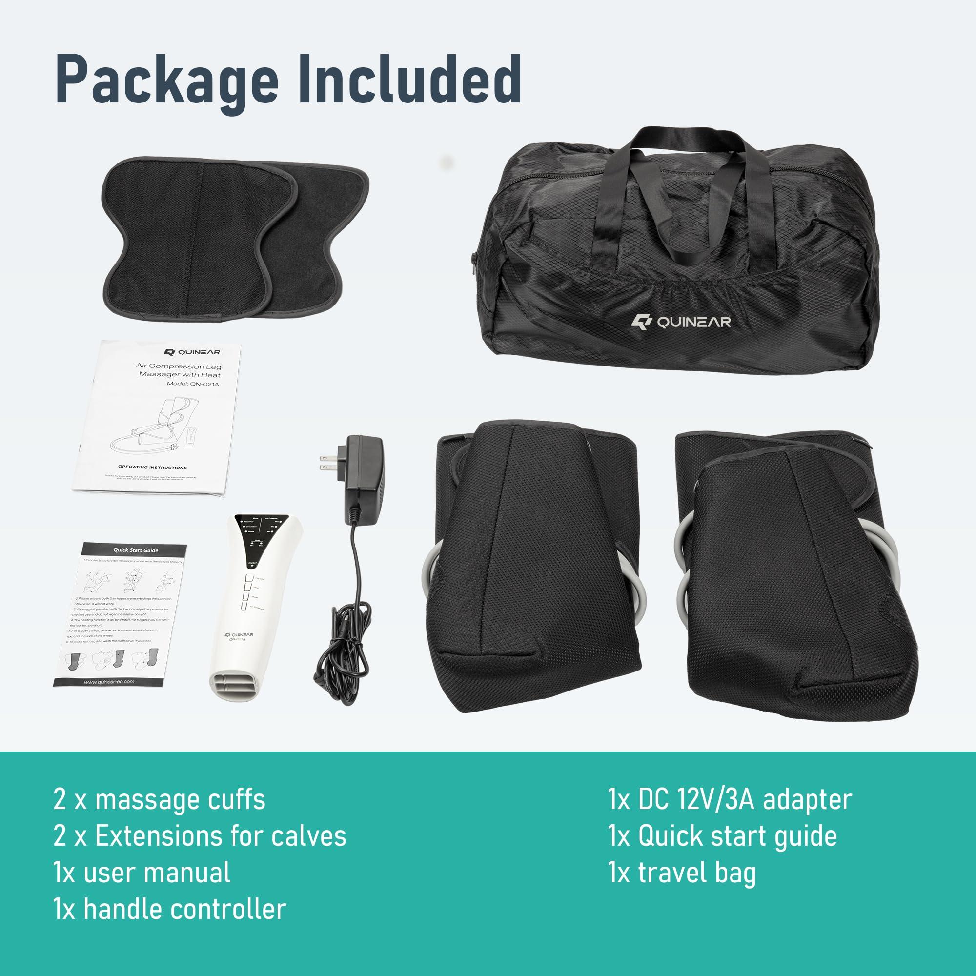 QUINEAR QUINEAR Leg Massager with Heat Air Compression Massage for Foot & Calf Helpful for Circulation and Pain Relief Muscles Relaxation(FSA or HSA Eligible)