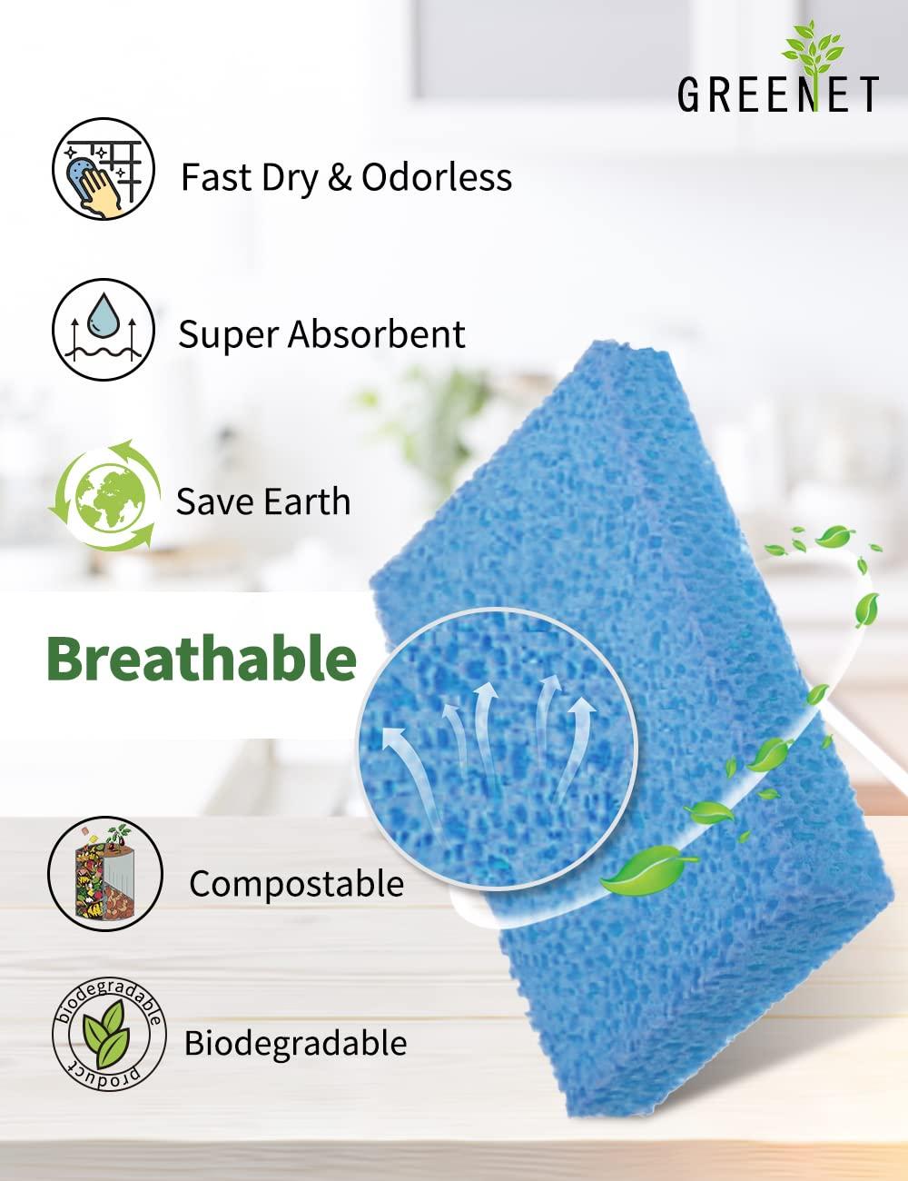 Greenet Cellulose Pop Up Sponges, Large, Natural and Compressed, Multiple Use for Dishes Washing, Kitchen Cleaning, 8 Pack