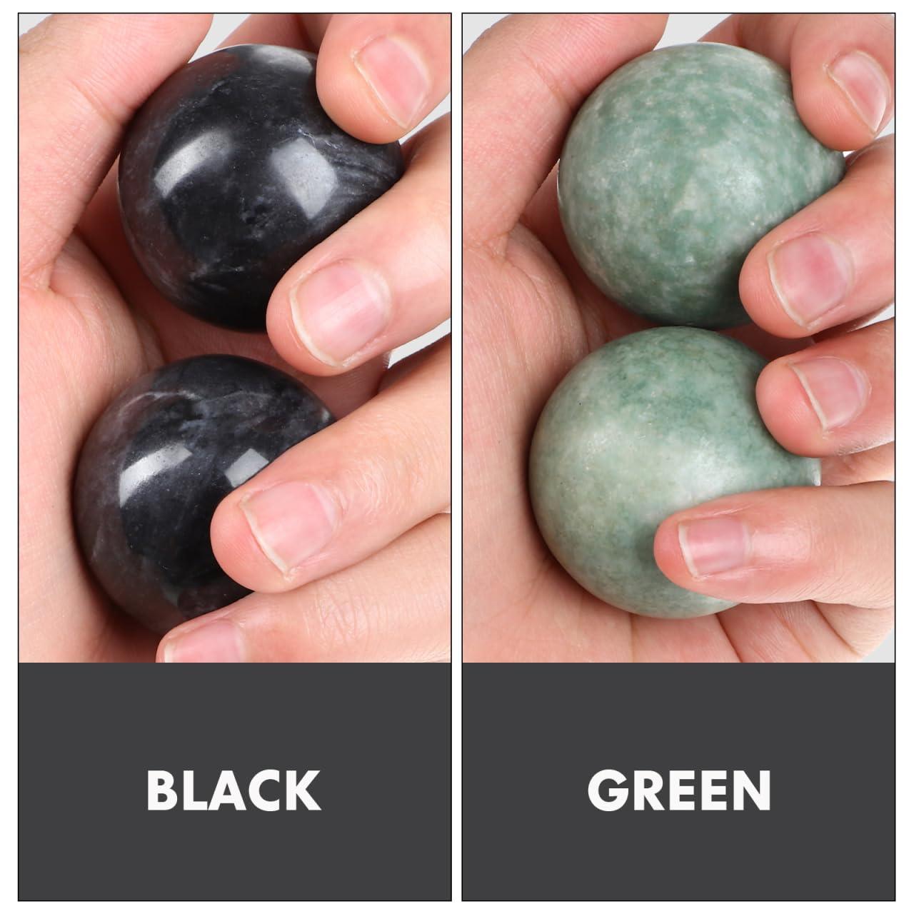 Healifty Healifty Baoding Balls Pack of 4-1.4 inch Chinese Balls for Hand, No Chime Chinese Health Exercise Massage Balls (Green,Black)