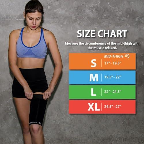 Zensah Zensah Thigh Compression Sleeve - Support for Pulled Hamstring, Quad Strain, Groin Compression Wrap for Men and Women (Small, 1 Single - Heather Grey)