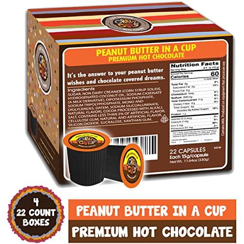 Crazy Cups Crazy Cups Chocolate Peanut Butter Hot or Iced Coffee Cup, Single Serve for Keurig K-Cups Machines, Medium Roast in Recyclable Pods, (88 Count, Pack of 4)
