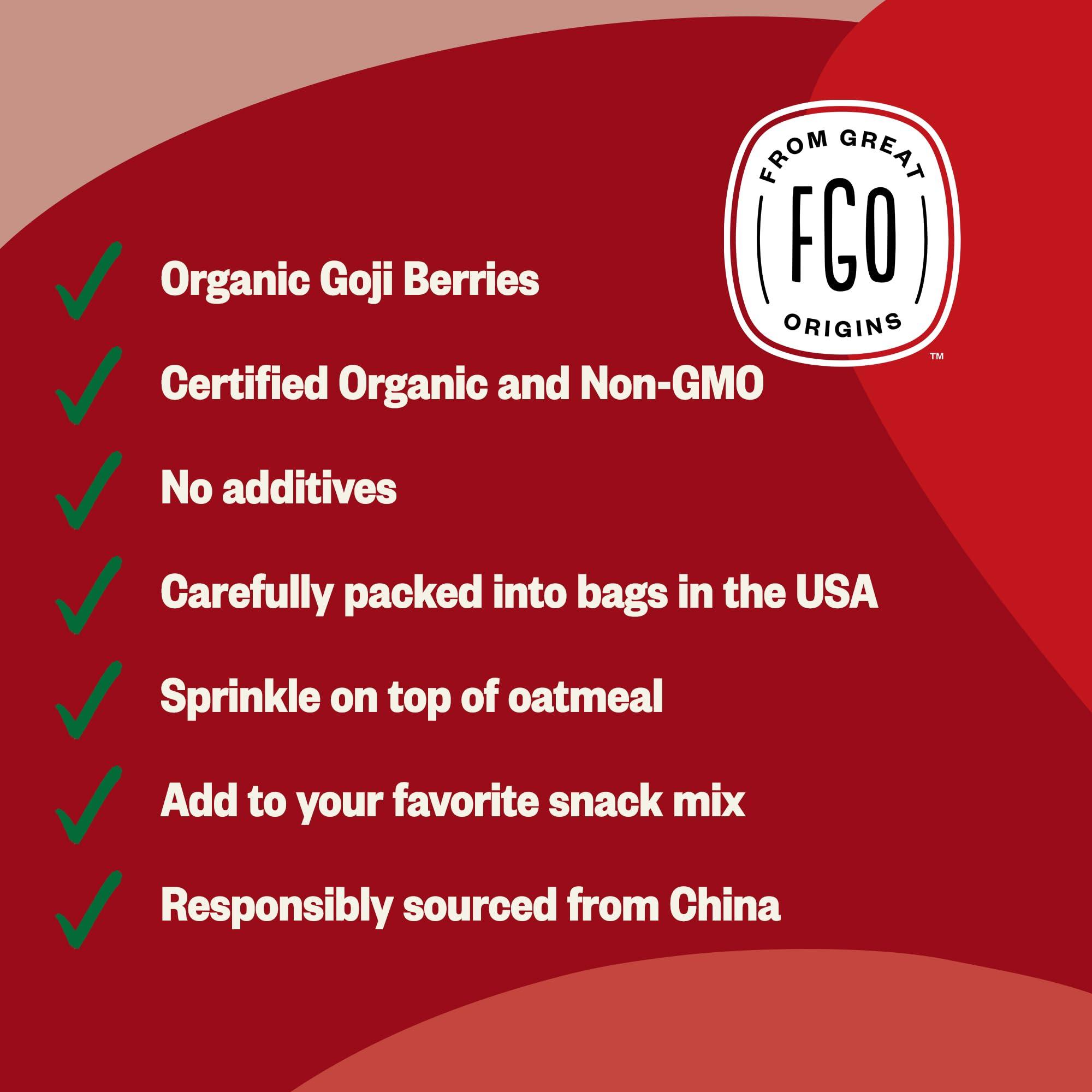 FGO FGO Organic Goji Berries, Large & Chewy, from Ningxia, 32oz (Pack of 1)