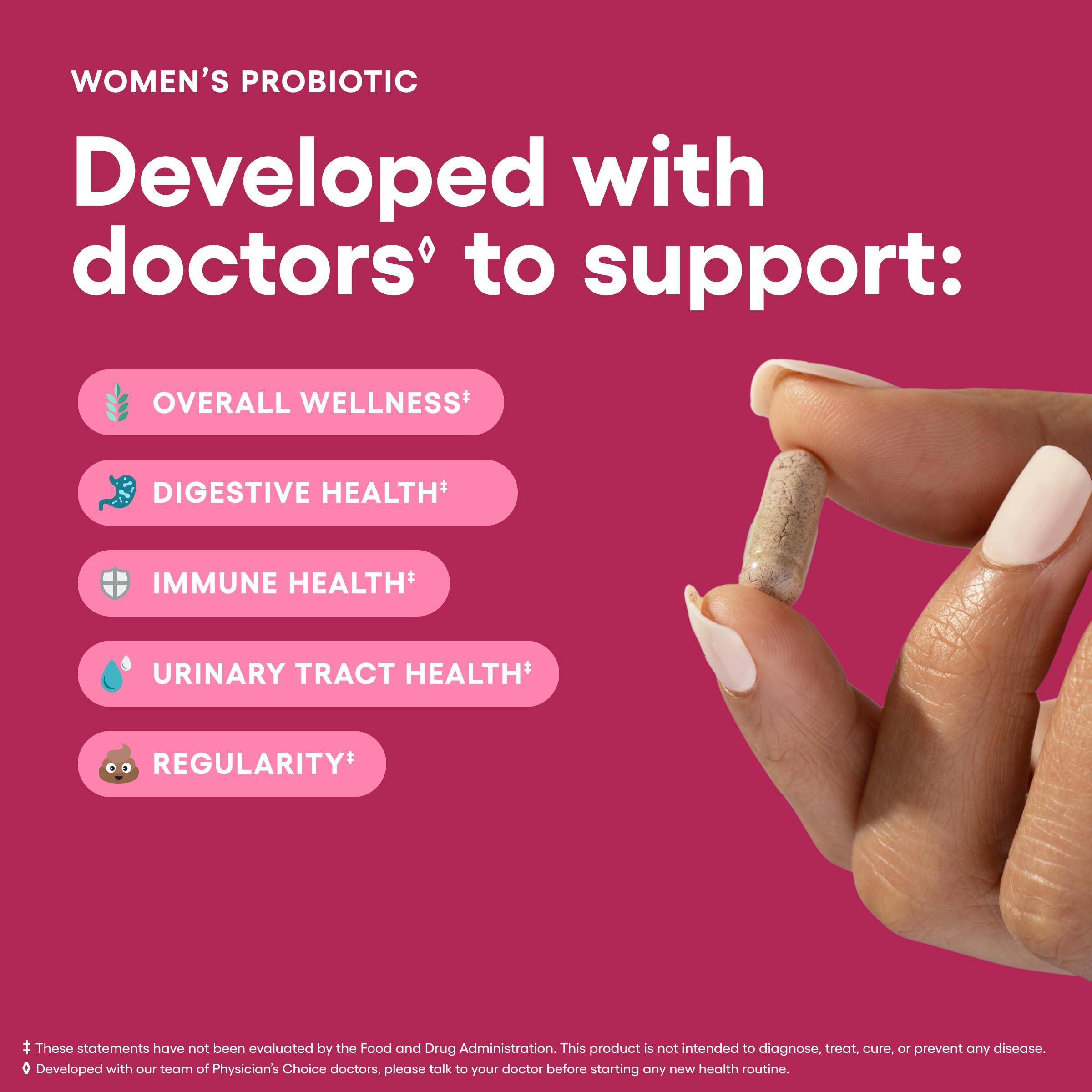 Physician's CHOICE Physician\'s Choice Probiotics - PH Balance, Digestive, UT, & Feminine Health - 50 Billion CFU - 6 Unique Strains for Women - Organic Prebiotics, Cranberry Extract+ - Probiotic - 60 CT