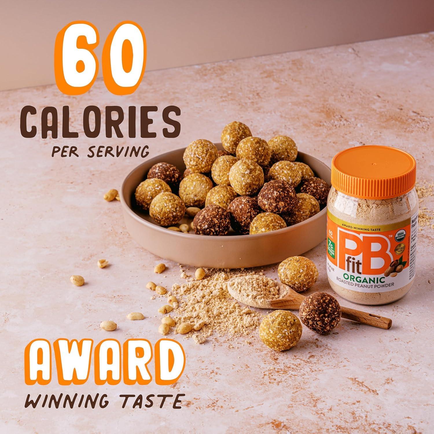 PBfit PBfit 8 Ounce Organic Peanut Butter Powder, Powdered Peanut Spread from Real Roasted Pressed Peanuts, 7g of Protein 7% DV, Gluten-Free, 60 calories, 87% less fat (Pack of 1)