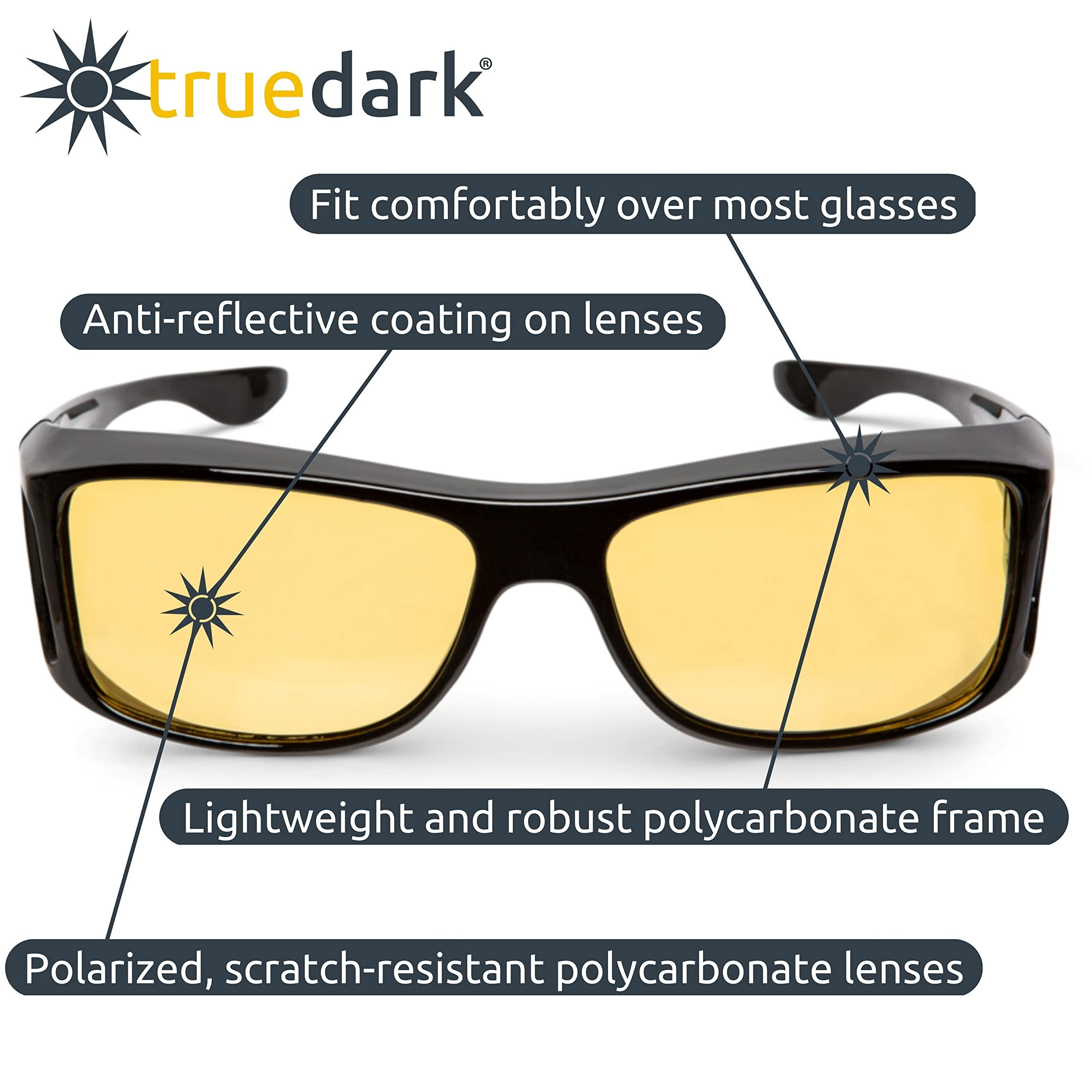 TrueDark TrueDark Daylights Amber Fitover Blue Light Blocking Glasses to Reduce Eye Strain and UV Glare - For Men & Women, Computer Screen, Gaming, TV, Phone - by Dave Asprey