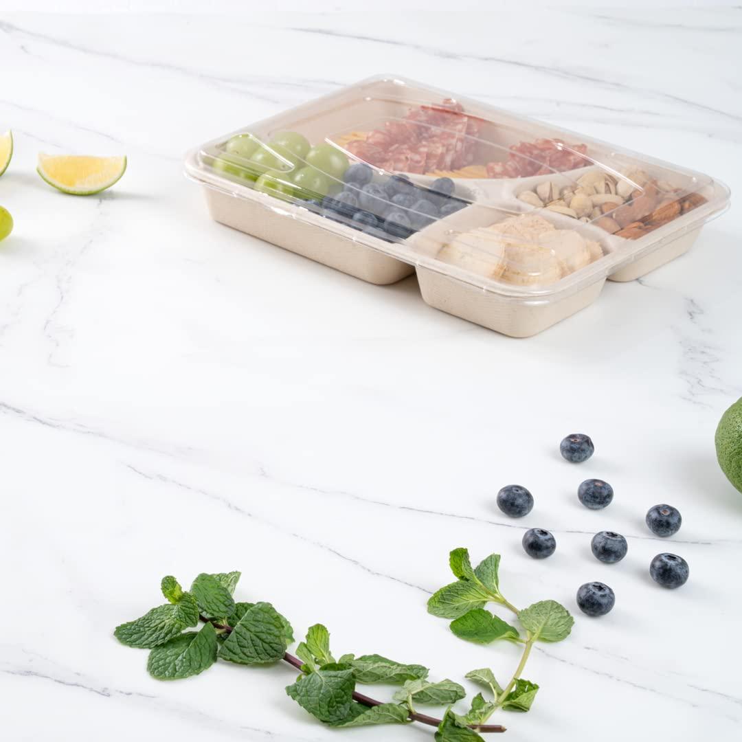Restaurantware Restaurantware Pulp Tek 43 Ounce To Go Containers 100 Sustainable Carry Out Containers - Lids Sold Separately 4 Compartments Bagasse Take Out Plates Made From Sugarcane Fibers Microwavable