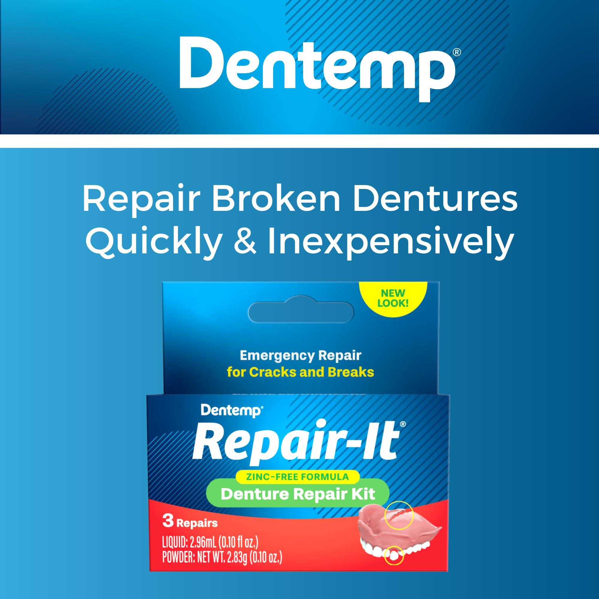 Dentemp Dentemp Repair Kit - Repair-It Advanced Formula Denture Repair Kit (Pack of 3) - Denture Repair Kit Repairs Broken Dentures - Denture Repair to Mend Cracks & Replace Loose Teeth