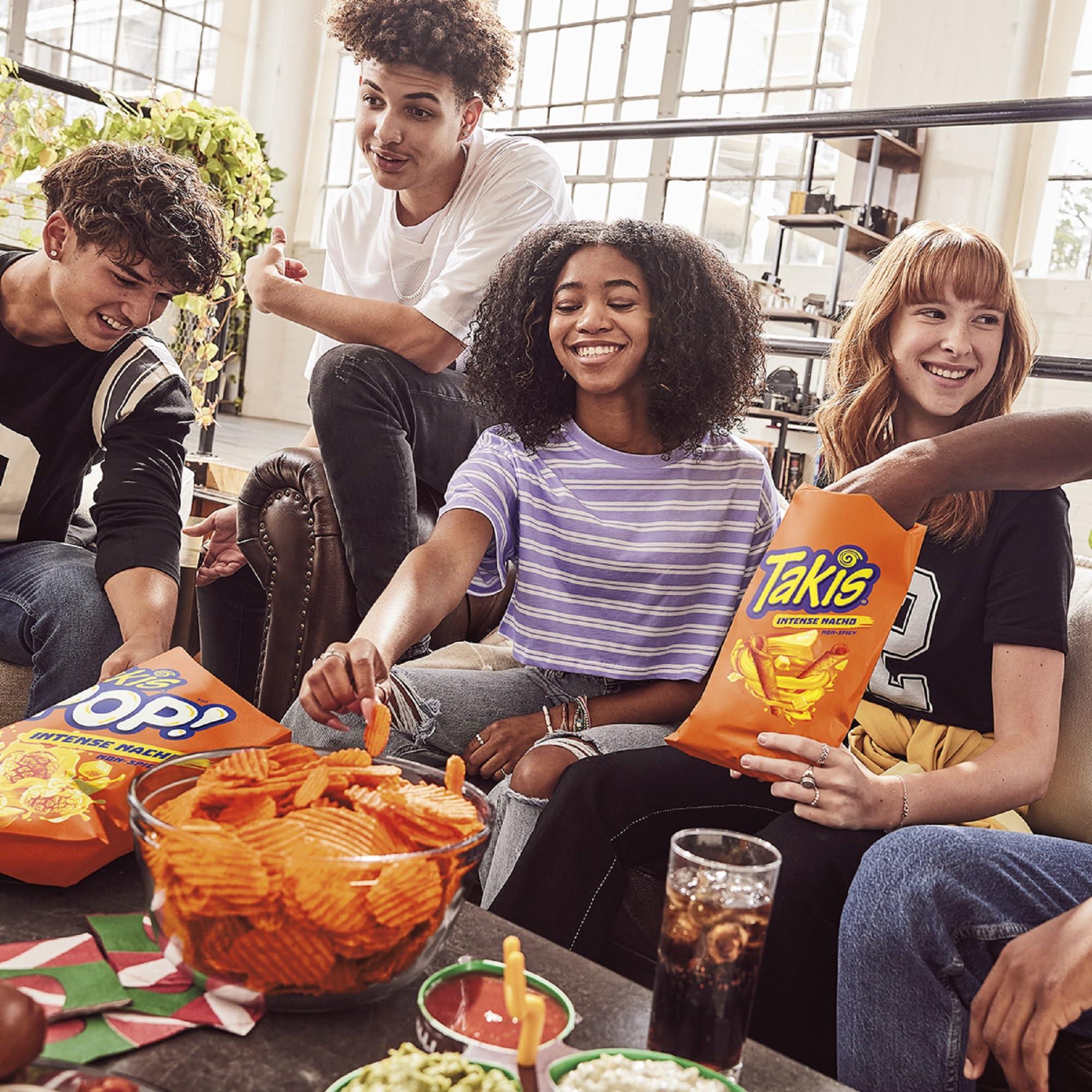 Takis Takis Intense Nacho 17 oz Fiesta Size Bag, Cheese Flavored Non-Spicy Cheesy Rolled Tortilla Chips