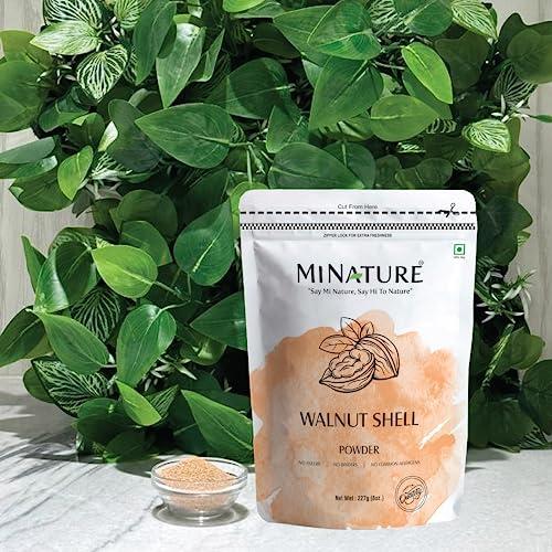 mi nature Natural Walnut Shell Powder with Resealable Zip Lock Pack, No Silica and Any Artificial Additives for Homemade Natural Scrub 227g, 1/2lbs, 8oz( packaging may vary )