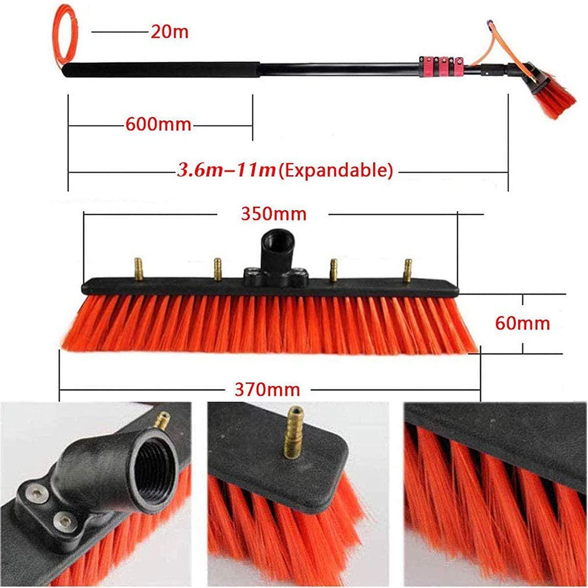 WJYLM Water Fed Pole Kit, Water Fed Cleaning System, Outdoor Window Cleaner Window Cleaning Tool, w/Water Fed Telescopic Brush/Brush Window and Solar Panel Cleaning System,20FT/6M