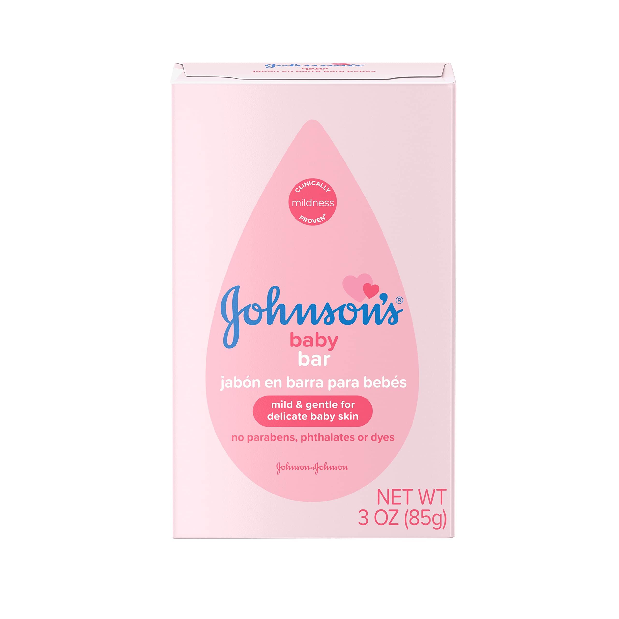 Johnson's Baby Johnson's Baby Body Soap Bar, Gentle for Baby Bath and Skin Care, Hypoallergenic and Dermatologist Tested, Paraben Free, Phthalate-Free, Dye-Free, 3 oz (Pack of 6)
