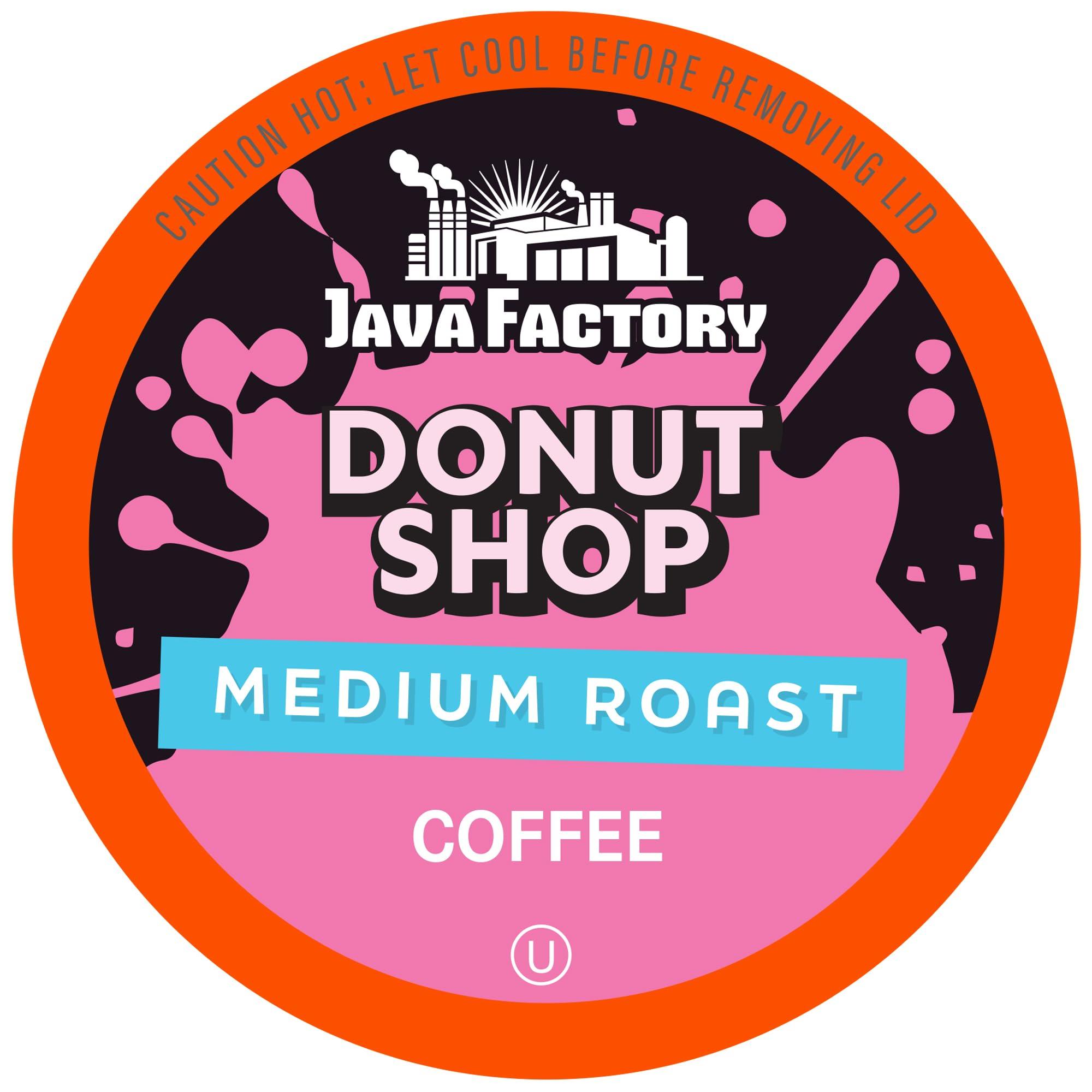 Java Factory Donut Shop Blend by Java Factory, Medium Roast Coffee Pods for Keurig K Cup Brewers, 80 Count