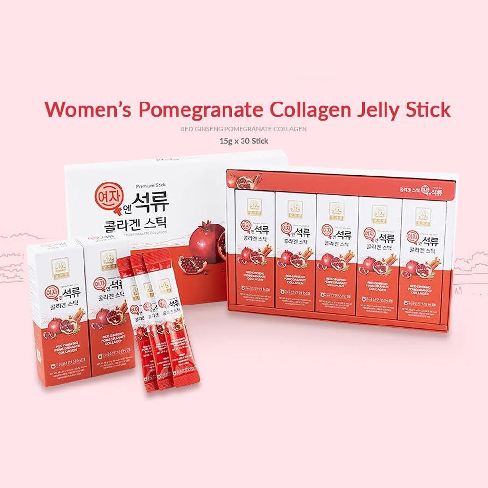 Baekje Korean Beauty Baekje Geumsan Women's Pomegranate Collagen Jelly Stick 5.1oz / 30 Count (5 Pack)
