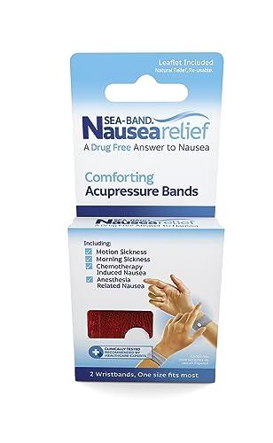 Sea-Band Sea-band Anti-Nausea Acupressure Wristband for Motion & Morning Sickness - 1 Pair Red