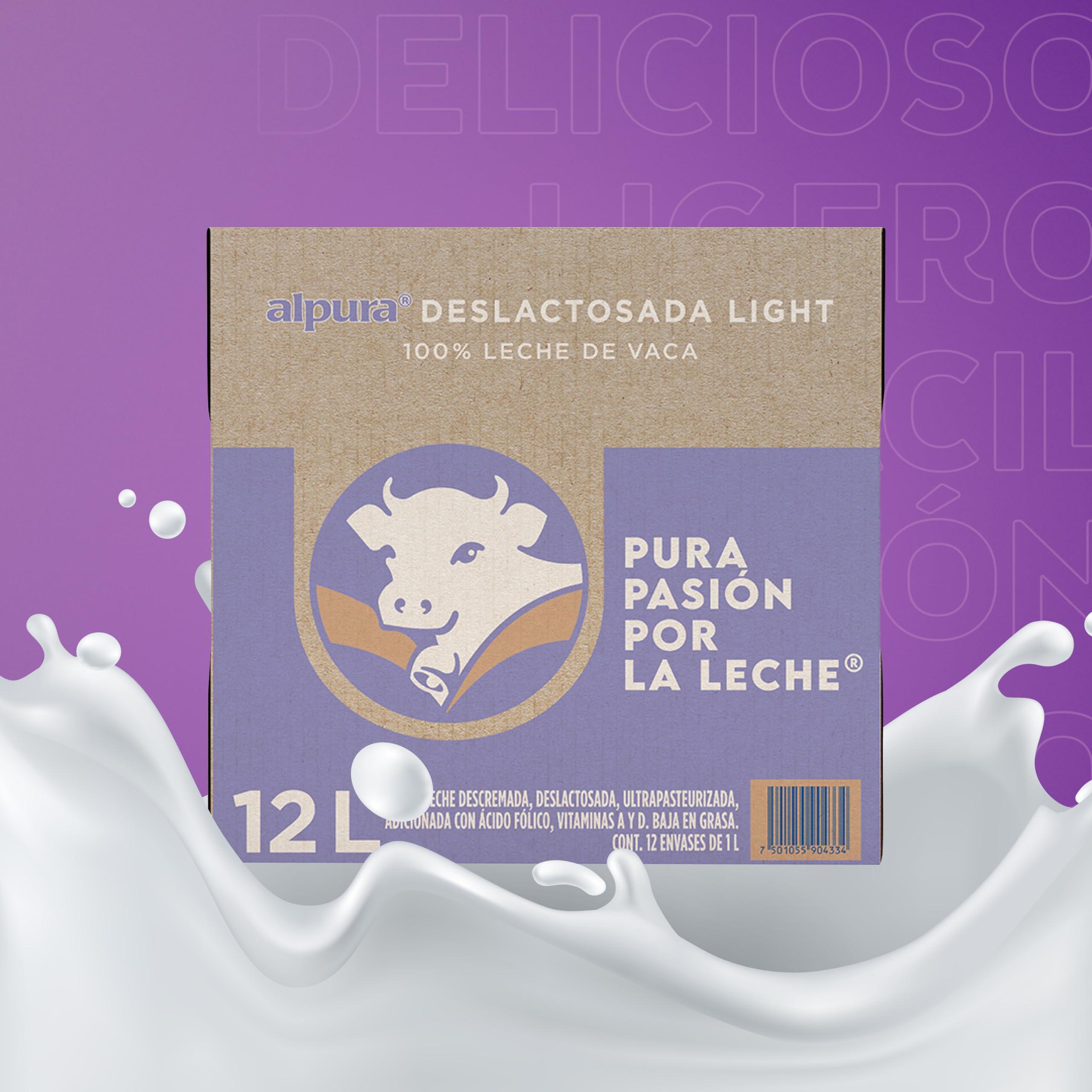 Alpura ALPURA Leche Deslactosada Light 12 Pack de 1 Lt