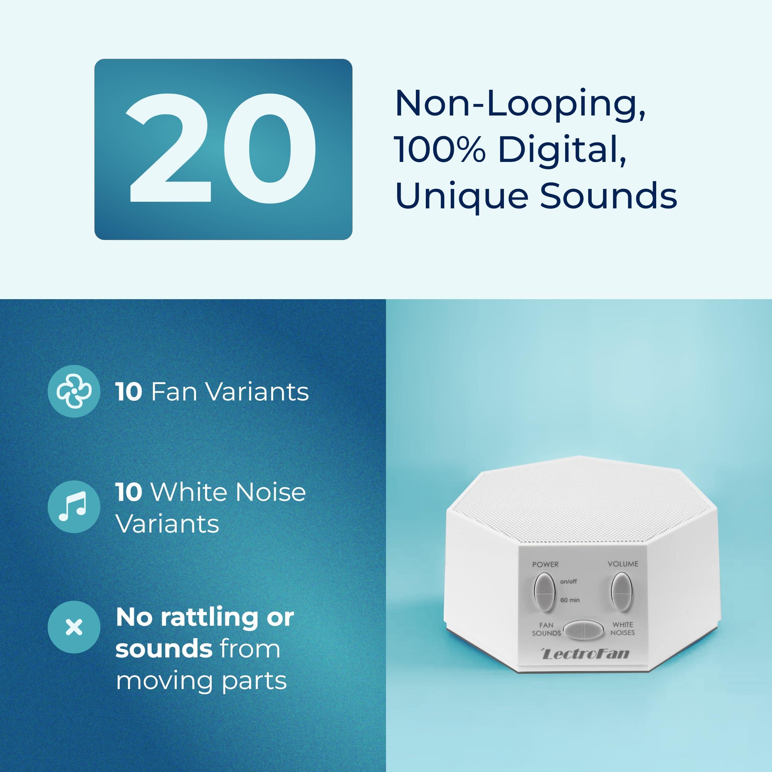 Adaptive Sound Technologies Adaptive Sound Technologies LectroFan Classic White Noise Machine - Compact Sleep Sound Machine for Bedroom, Travel, Study & More - 20 Non-Looping Fan & White Noise Variations - White