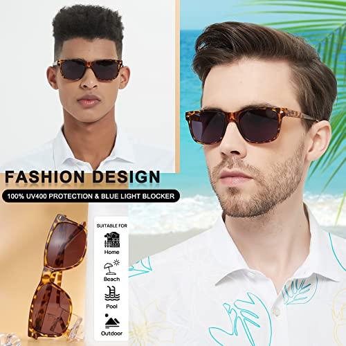 MARE AZZURO MARE AZZURO Reader Sunglasses 2.50 Men Large Square Sun Reading Glasses 100 125 150 175 200 225 250 275 300 350 400 (Brown, 2.5)