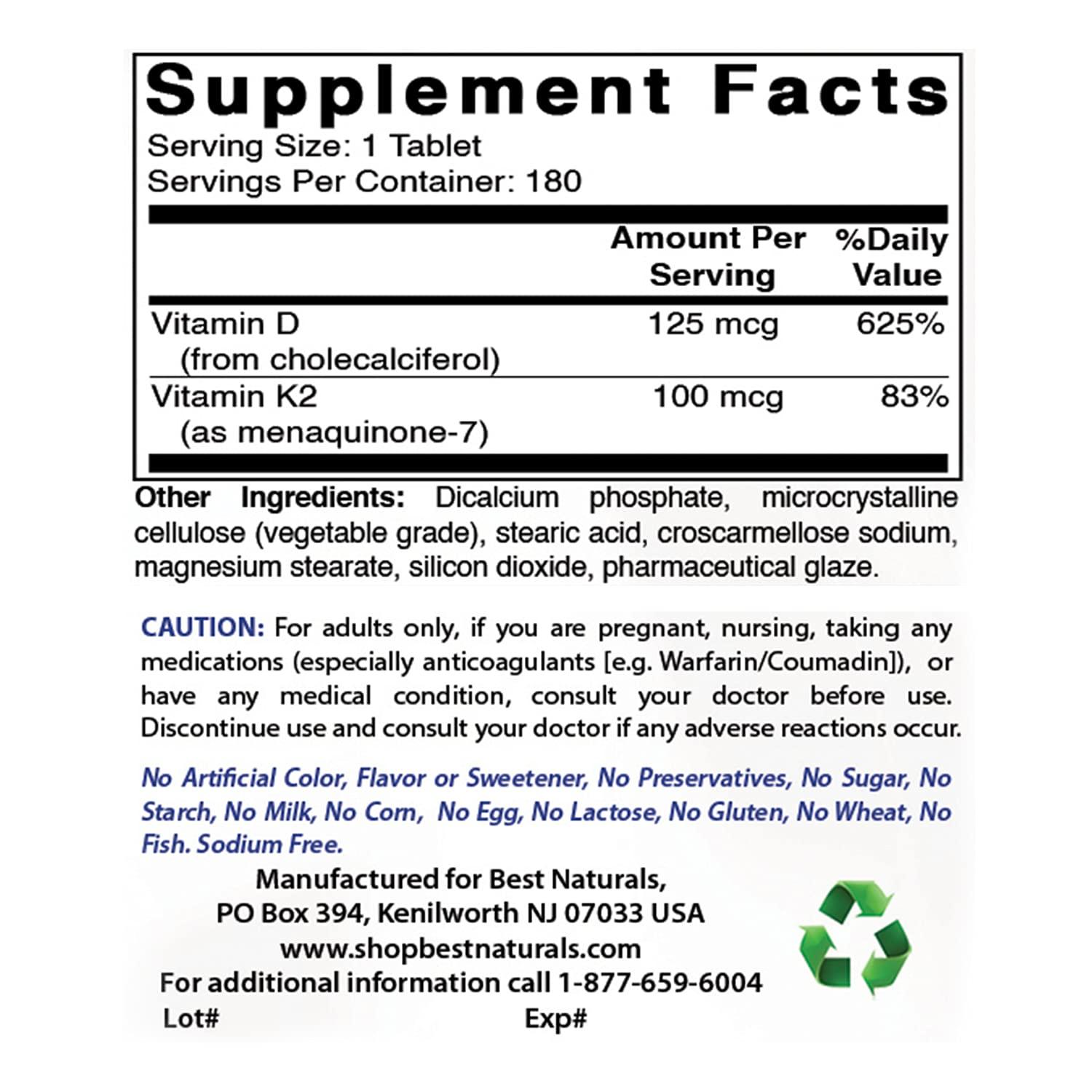 Best Naturals Best Naturals IP-6 510 mg & Vitamin K2 (MK7) with D3