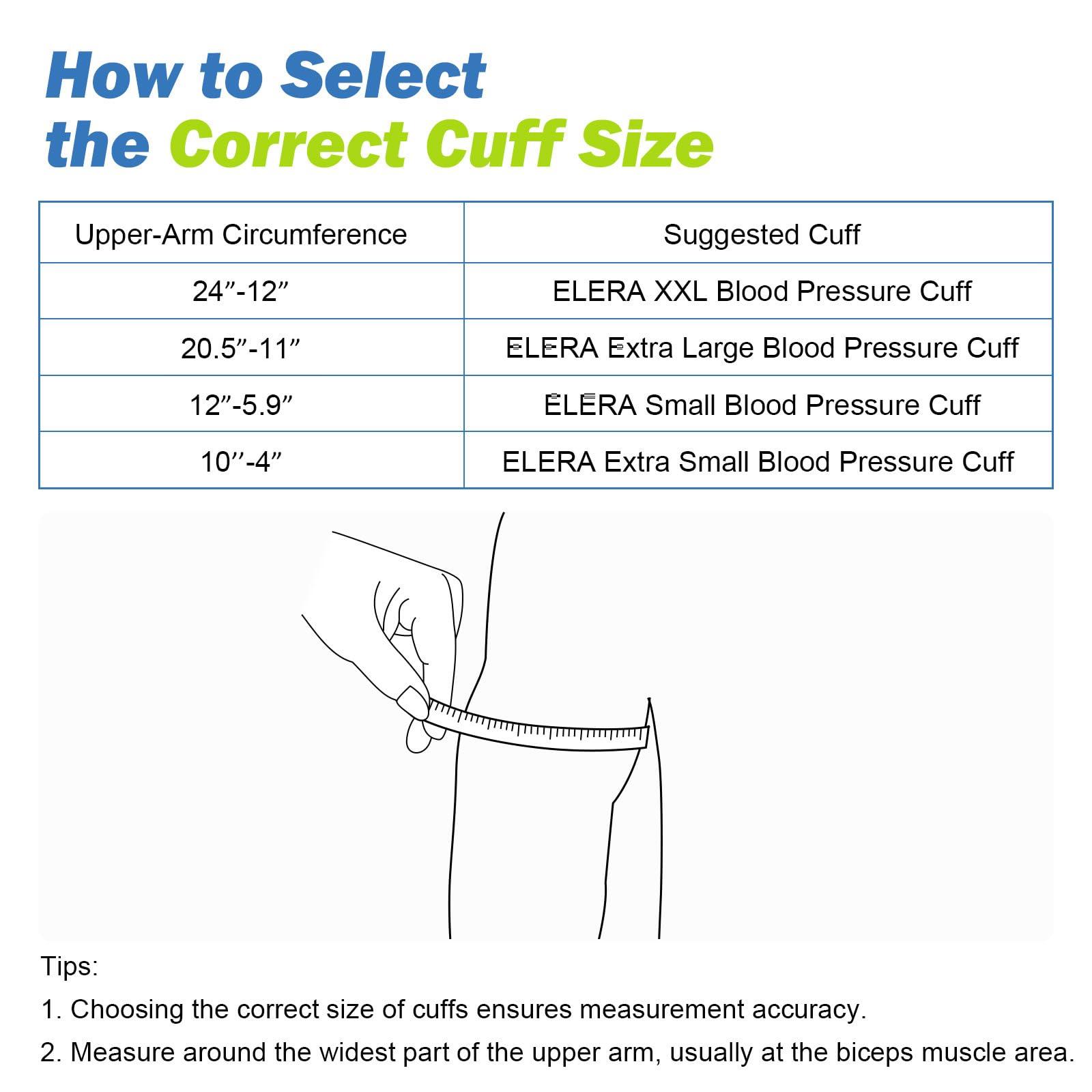 ELERA XXL Blood Pressure Cuff 9-24 (22-60CM) Compatible with All Automatic Blood Pressure Monitors, Extra Large BP Replacement Cuff for Big Arms - Includes 6 Connectors