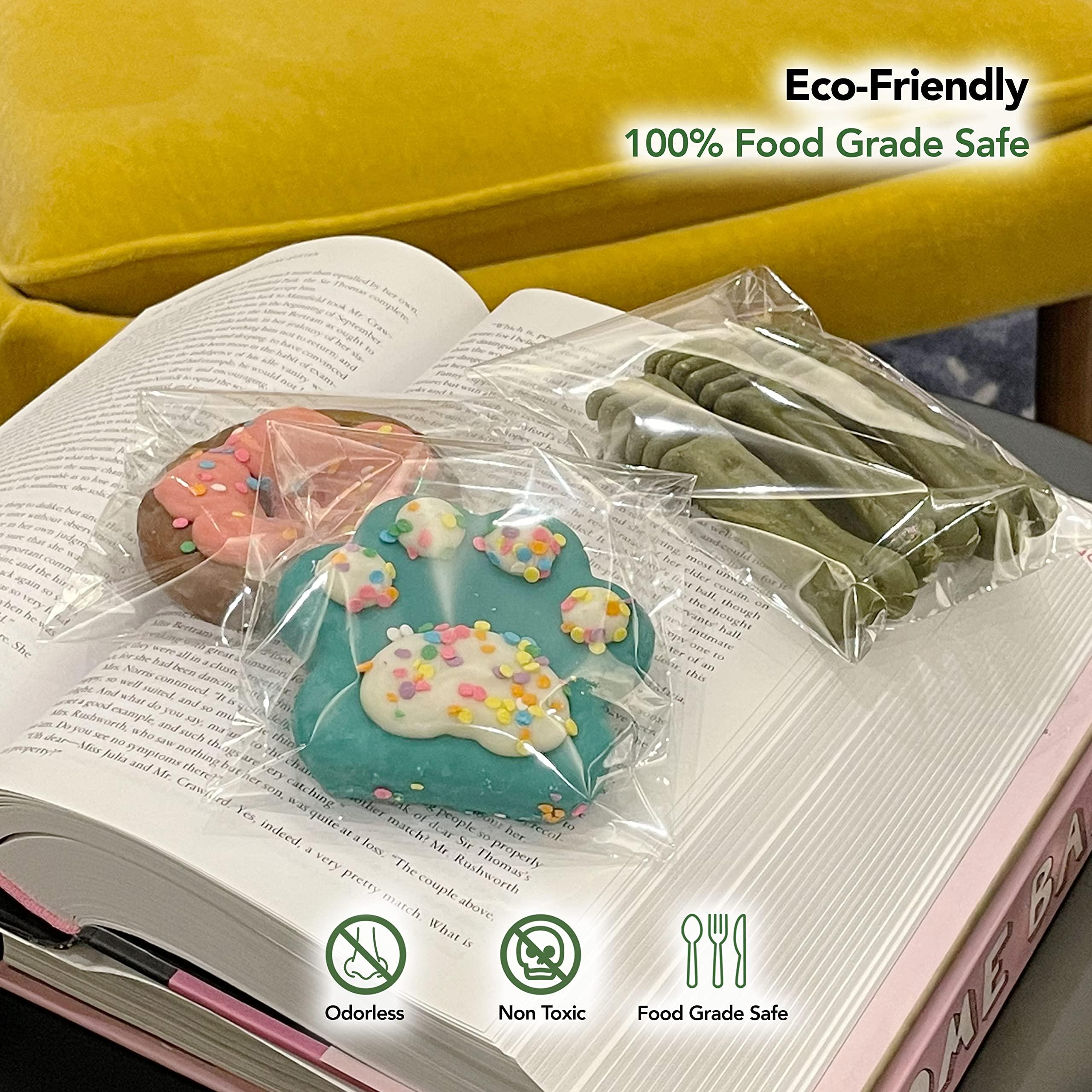 Seal Fresh Seal Fresh Self Sealing Cellophane Bags - 5\" x 5\" (200 Count) - Clear Plastic Resealable Cello Bag - Cellophane Treat Bags, Cookie Bags for Packaging, Candy bags, Cello Bags, Pastry Bags