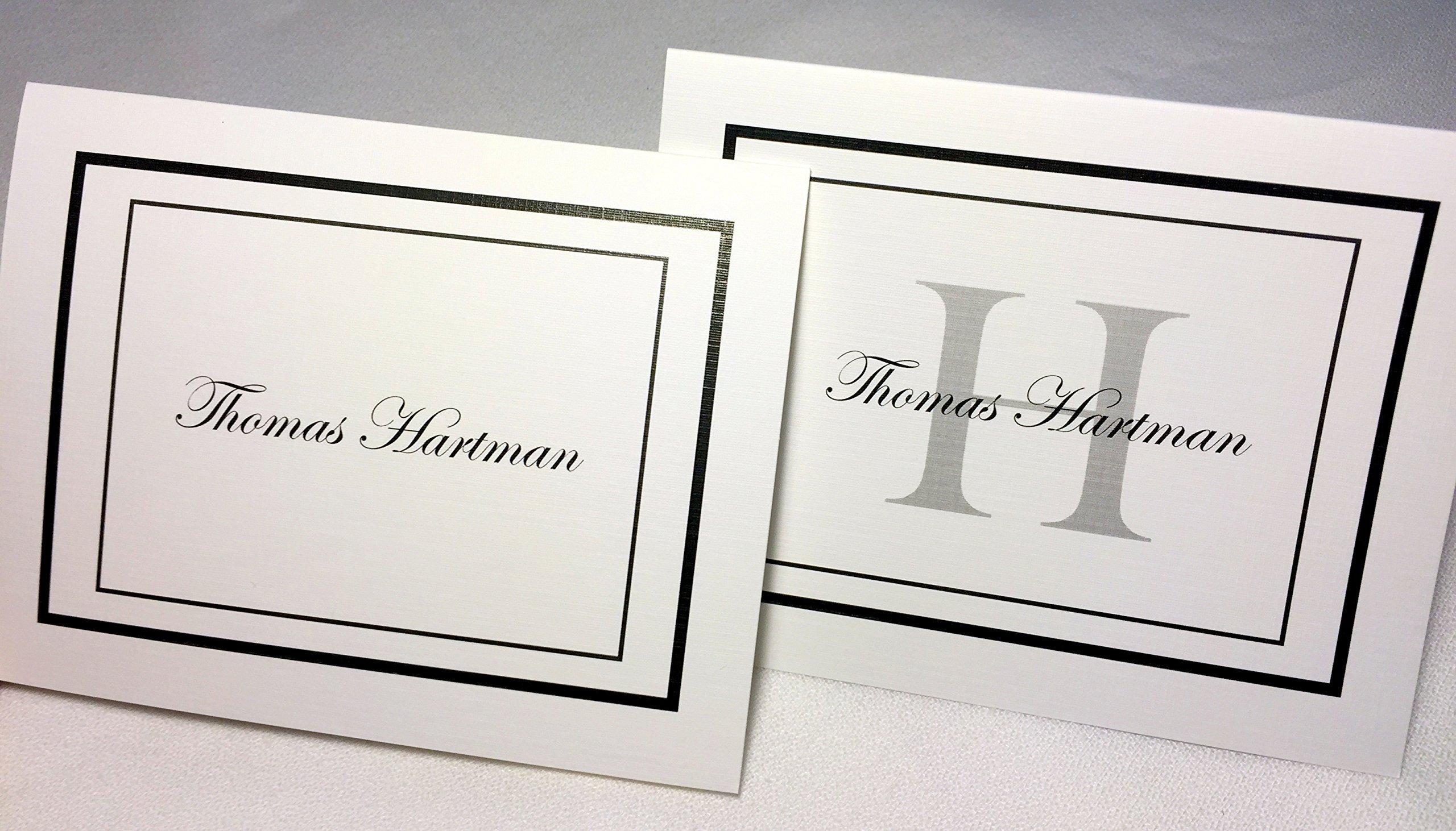 Pen & Pad Stationers 50 Personalized Note Cards with Initial Plus Full Name. Set of 50 with Matching Envelopes. Two Styles to Choose from. Folding Cards, Blank Inside. Optnl Return Address Labels