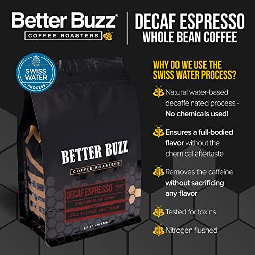 Better Buzz Coffee Roasters Better Buzz Decaf Espresso Dark Roast Whole Bean Coffee 12oz, Swiss Water Processed
