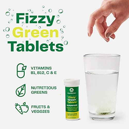 Amazing Grass Amazing Grass Fizzy Green Tablets Superfood Lemon Lime: Green Superfood Water Flavoring Tablet with Antioxidants & Alkalizing Greens, 60 Count (Packaging May Vary)