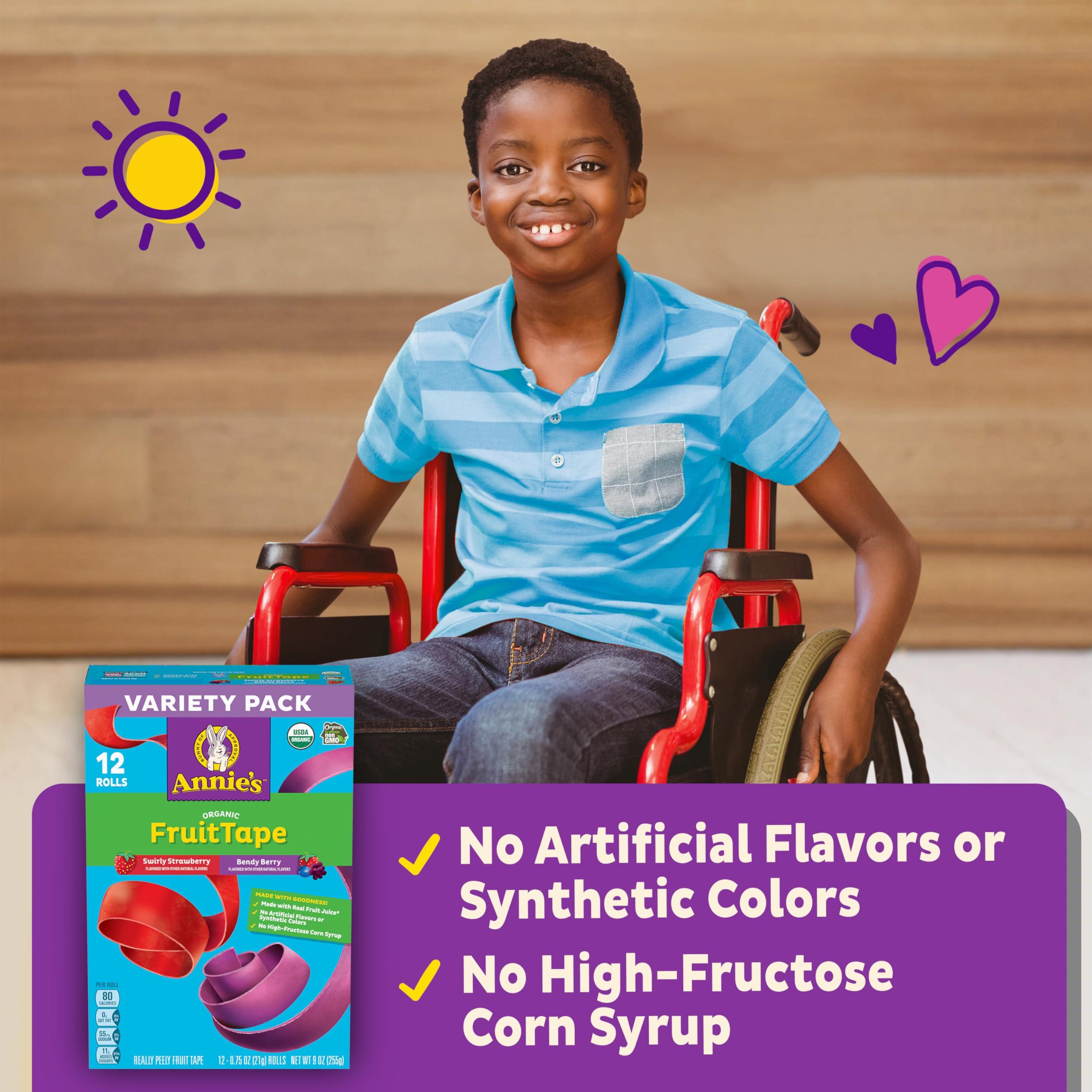 Annie's Homegrown Annie\'s Organic Fruit Tape, Swirly Strawberry and Bendy Berry Flavors, Variety Pack, 12 Rolls, 9 oz