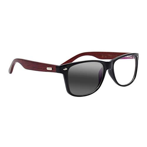 Newsight Transition Photochromic Progressive Multifocal Mens Acetate Wooden Oval Oversized Rx-able UV Reading Glasses+1.00~+3.00 (Black, 2.50)