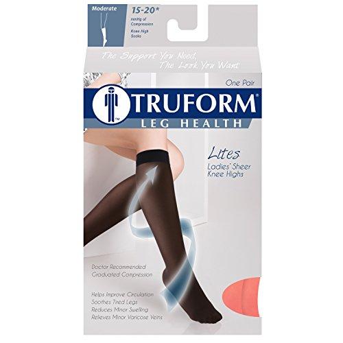 Truform Truform Sheer Compression Stockings, 15-20 mmHg, Women's Knee High Length, 20 Denier, Pink, Medium