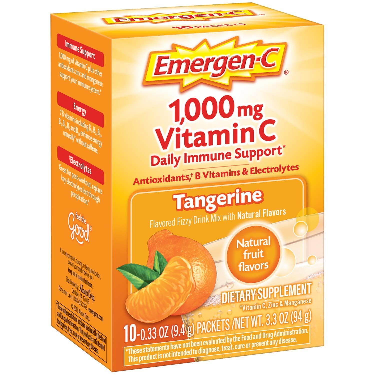 Emergen-C Emergen-C Dietary Supplement with 1000mg Vitamin C (Tangerine Flavor, 10-Count 0.33 oz. Packets, Pack of 3)