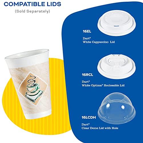 DART Dart 16X16G Café G Foam Hot/Cold Cups, 16oz, White w/Brown & Green (Case of 1000)
