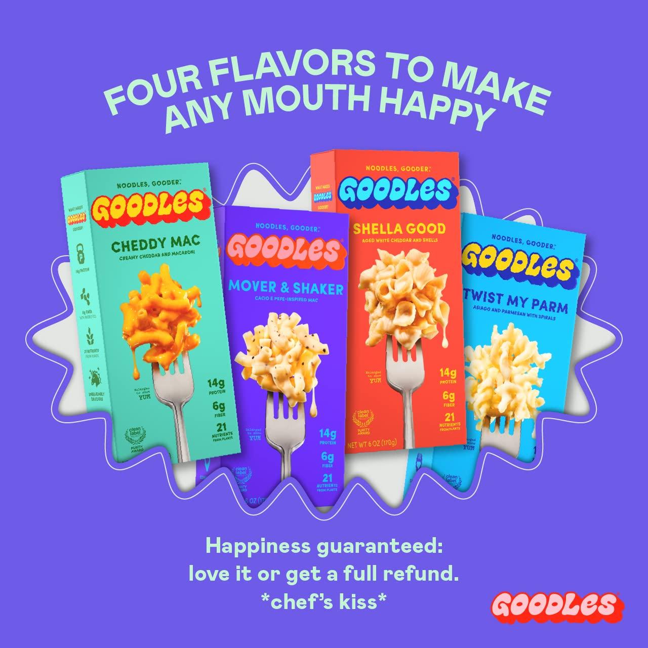 Goodles Goodles Mac & Cheese Assortment 12 Pack, 6oz - 14g Protein, 6g Fiber with Prebiotics, 21 Nutrients and Made w/REAL Cheese | Kosher | Clean Label Certified
