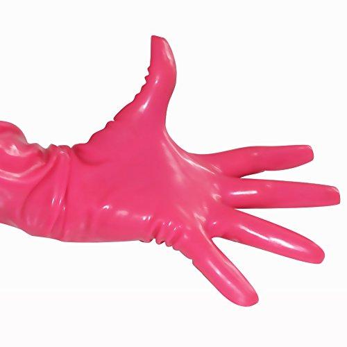 EXLATEX EXLATEX Latex Rubber Black Long Gloves Outfits Accessory Plus Size (Large, Pink)