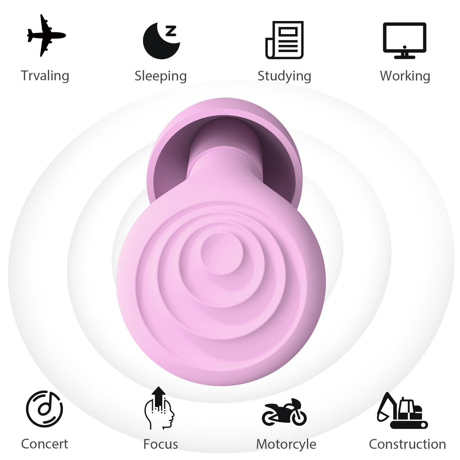 Yawsoy Yawsoy Ear Plugs for Sleeping Noise Cancelling, Reusable Soft Noise Reduction Earplugs for Sleep, Focus, Work, Motorcycle, Concert with 6 Silicone Ear Tips and 6 Foam Ear Tips - 25-35dB Purple